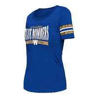 Winnipeg Blue Bombers New Era Women's Stripe Sleeve Yoke T Shirt