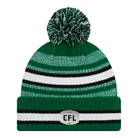 Saskatchewan Roughriders New Era Sideline Striped Pom Knit Hat