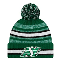 Saskatchewan Roughriders New Era Sideline Striped Pom Knit Hat