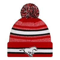 Calgary Stampeders New Era Sideline Striped Pom Knit Hat