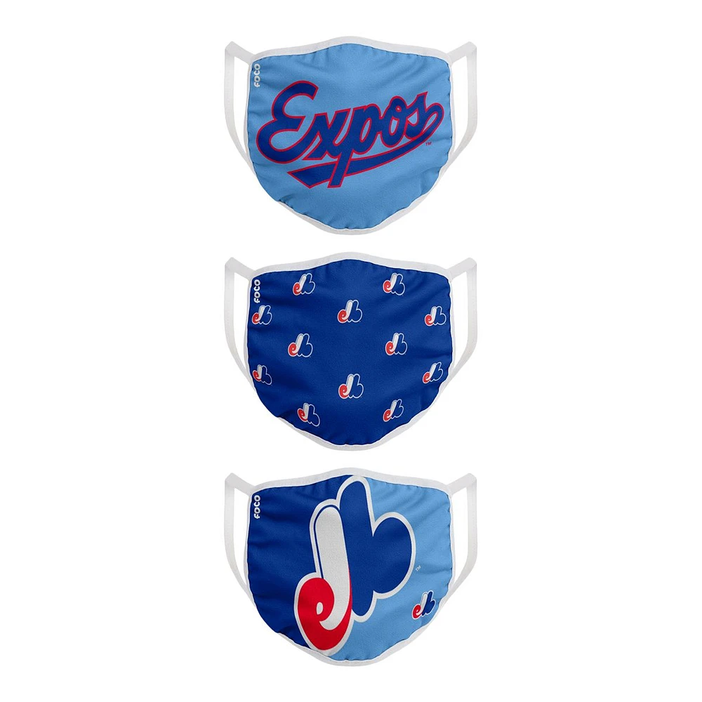 Montreal Expos FOCO Face Mask - Non-Medical 3 Pack