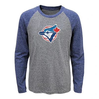 Youth Toronto Blue Jays MLB Coop Raglan Triblend Long Sleeve Shirt