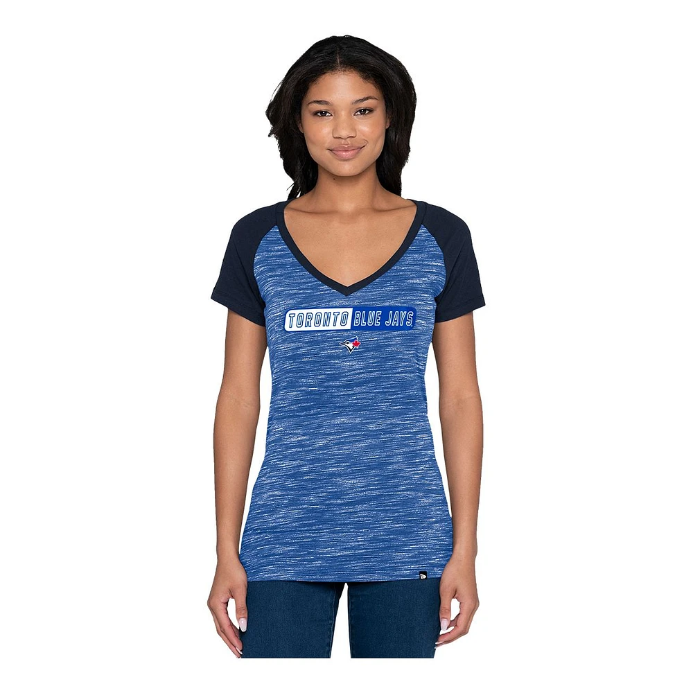 Toronto Blue Jays New Era Women's Space Dye V-Neck T Shirt