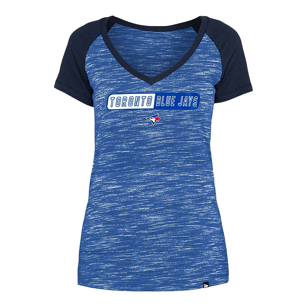 Toronto Blue Jays New Era Women's Space Dye V-Neck T Shirt