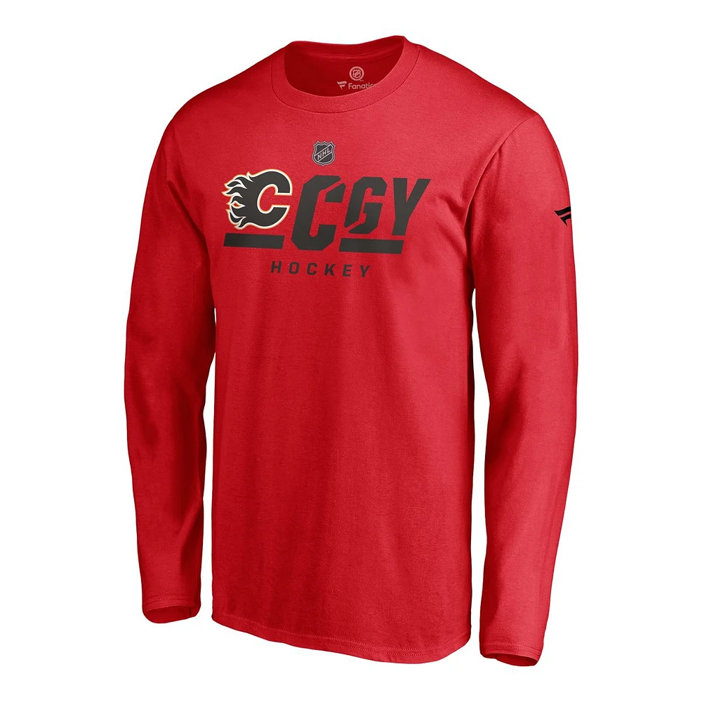 Calgary Flames Fanatics Locker Room Tricode Long Sleeve T Shirt