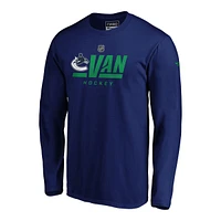 Vancouver Canucks Fanatics Locker Room Tricode Long Sleeve T Shirt