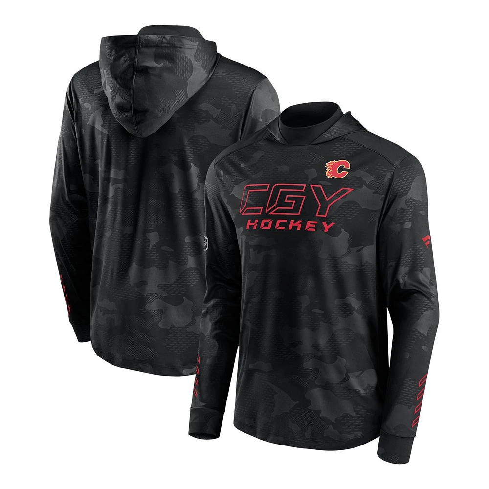 Calgary Flames Fanatics Locker Room Camo Light Weight Hoodie