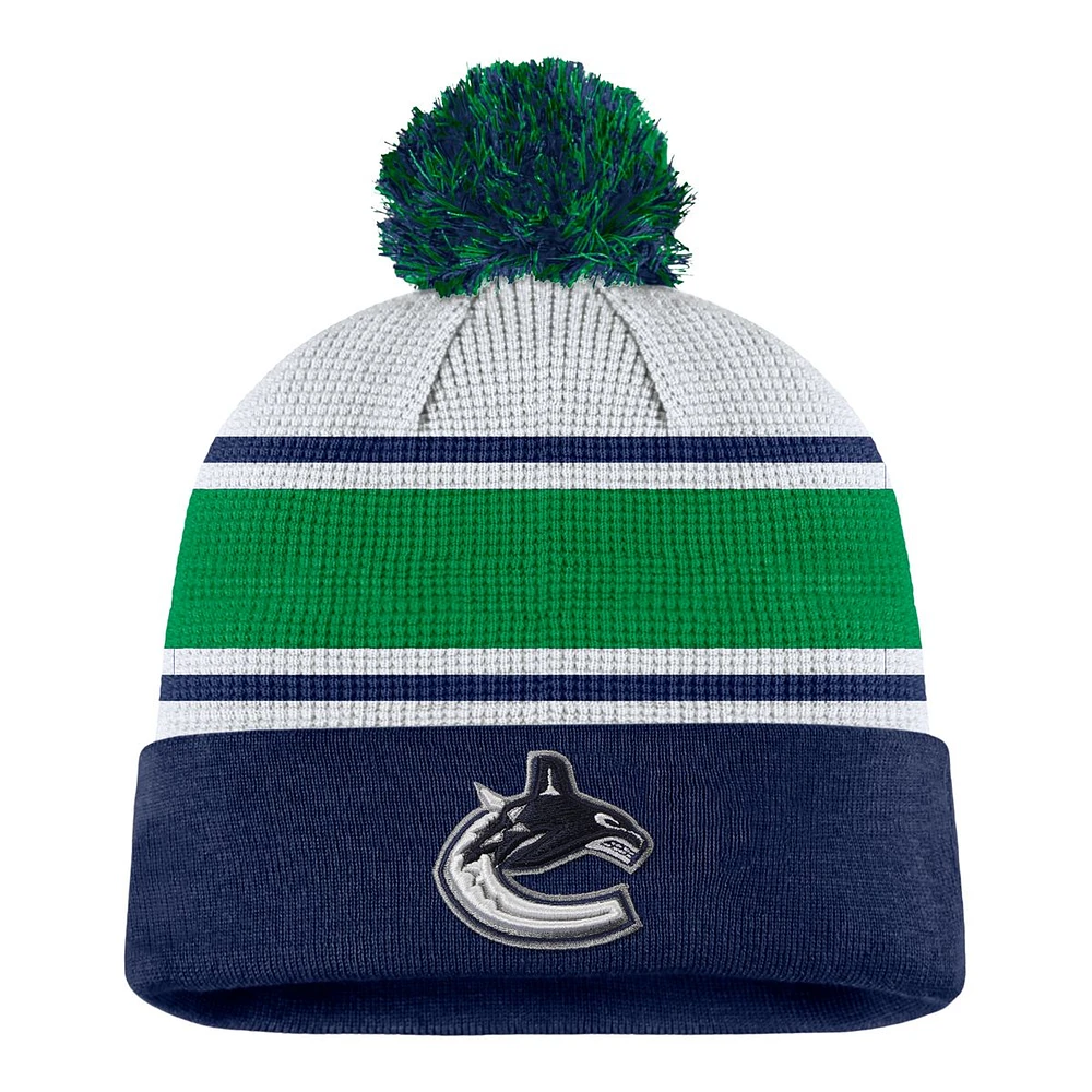 Vancouver Canucks Fanatics Draft Cuffed Pom Knit Hat, NHL, Hockey