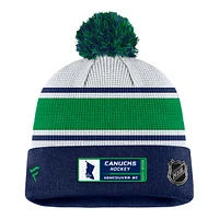 Vancouver Canucks Fanatics Draft Cuffed Pom Knit Hat, NHL, Hockey