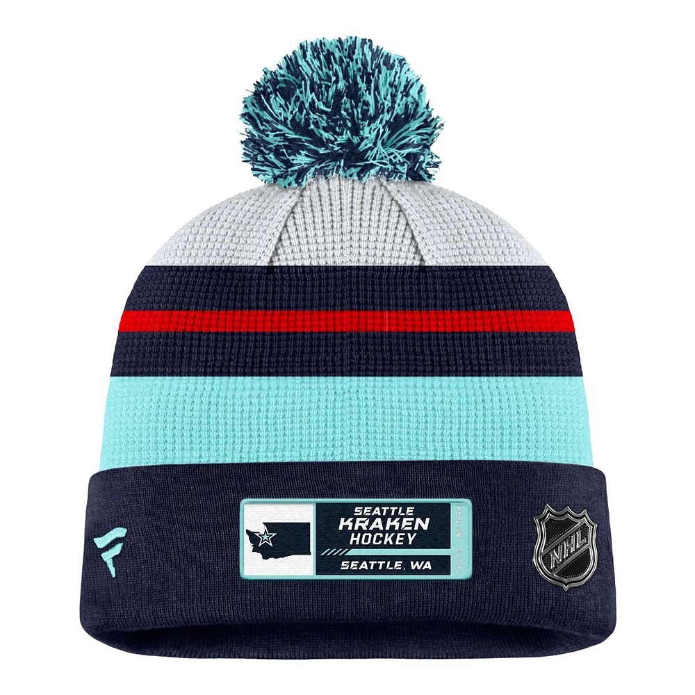 Seattle Kraken Fanatics Draft Cuffed Pom Knit Hat, NHL, Hockey