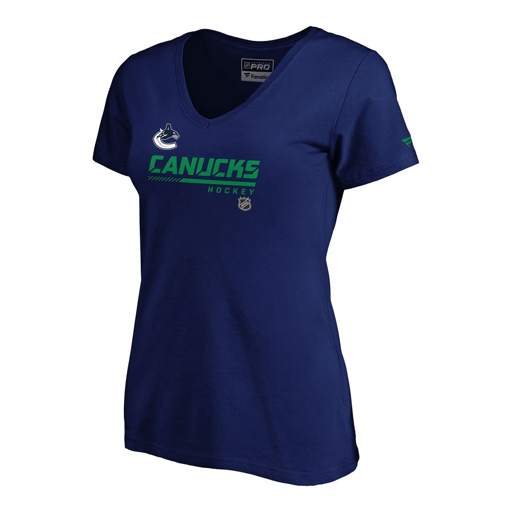 Vancouver Canucks Fanatics Women's Authentic Pro Speed V T Shirt