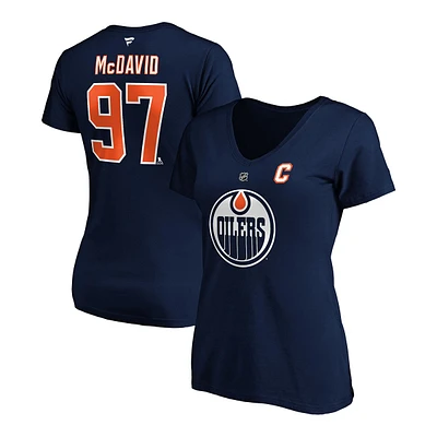 Edmonton Oilers Fanatics Women's Connor McDavid Authentic Stack T-Shirt