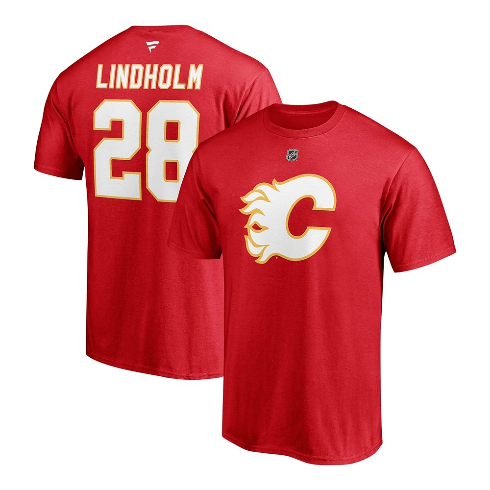 Calgary Flames Fanatics Elias Lindholm Stacked Player T Shirt