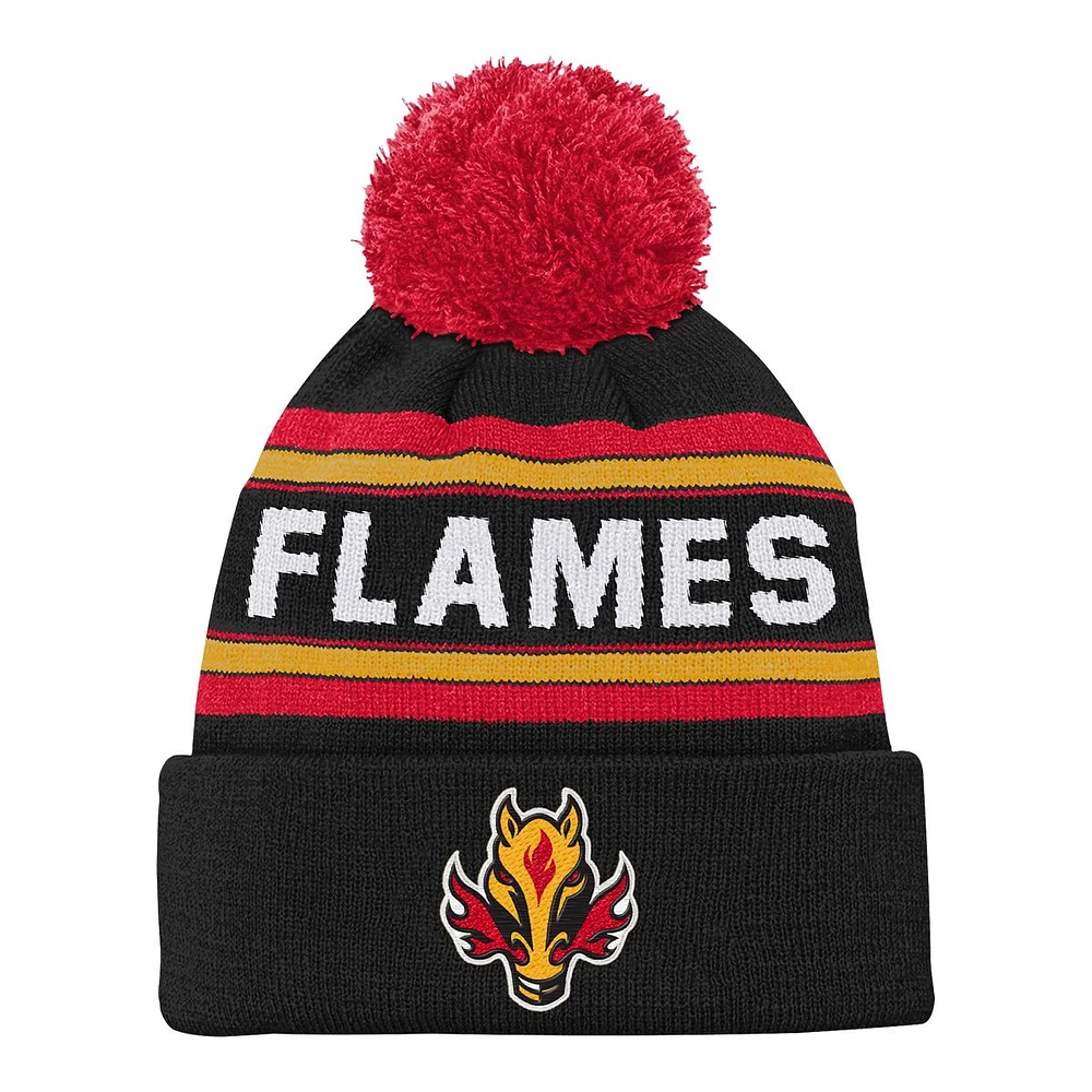 Youth Calgary Flames 3rd Jersey Jacquard Cuffed Pom Knit