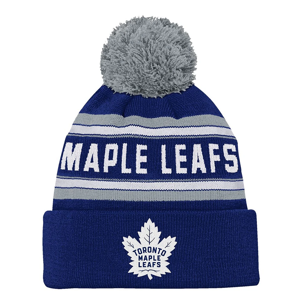 Child Toronto Maple Leafs Wordmark Jacquard Cuffed Pom Knit