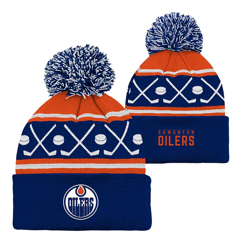 Infant Edmonton Oilers Face Off Cuffed Pom Knit