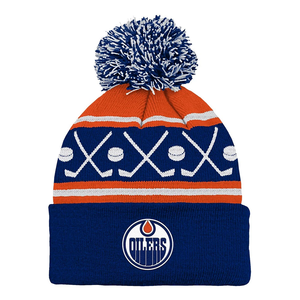 Infant Edmonton Oilers Face Off Cuffed Pom Knit