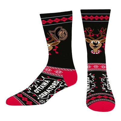 Ottawa Senators Norm Smiley NHL Team Christmas Socks