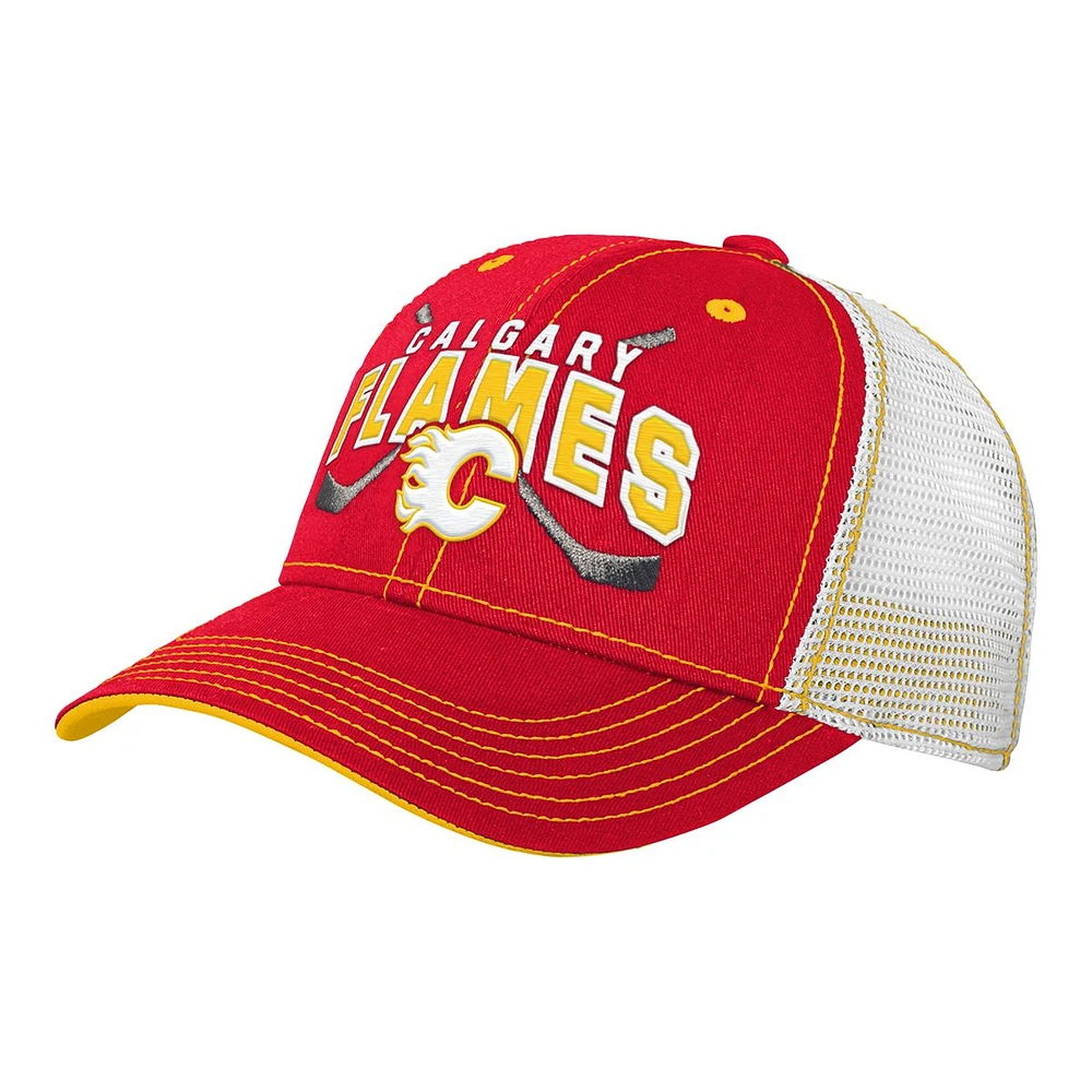 Child Calgary Flames Outerstuff Lockup Meshback Adjustable Cap