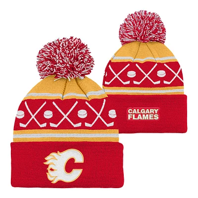 Infant Calgary Flames Outerstuff Face Off Cuffed Pom Knit