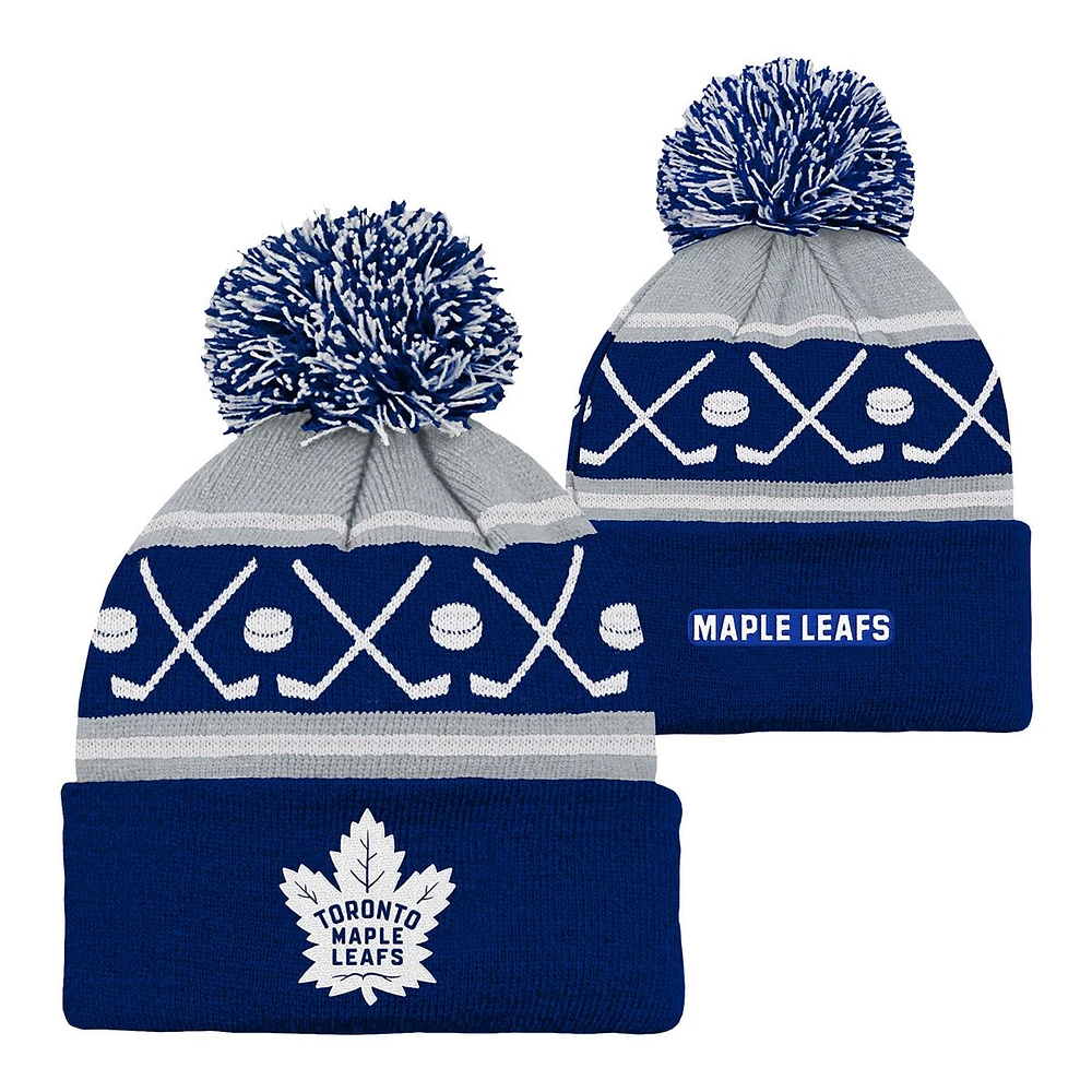 Youth Toronto Maple Leafs Outerstuff Face Off Cuffed Pom Knit