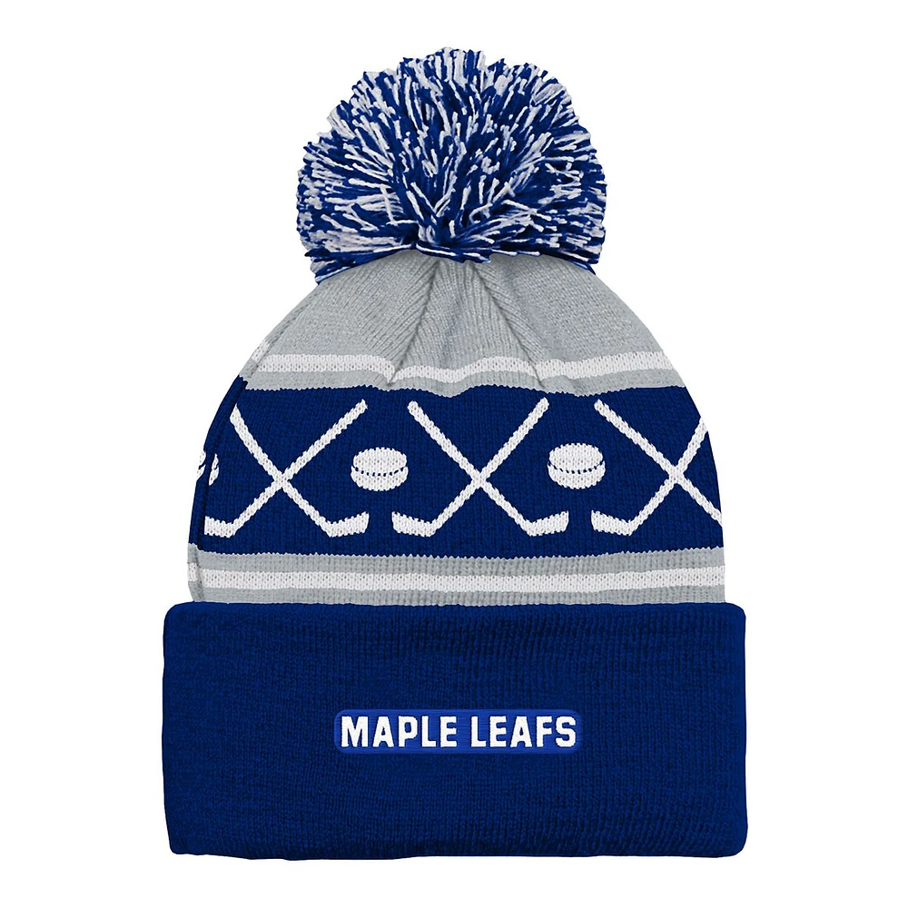 Youth Toronto Maple Leafs Outerstuff Face Off Cuffed Pom Knit