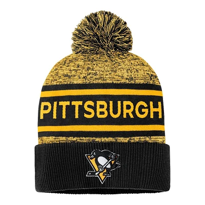 Pittsburgh Penguins Fanatics Authentic Pro Heathered Cuffed Pom Knit