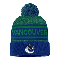 Vancouver Canucks Fanatics Men's Authentic Pro RK Heather Cuff Pom Beanie