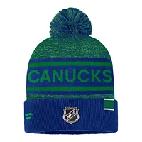 Vancouver Canucks Fanatics Men's Authentic Pro RK Heather Cuff Pom Beanie