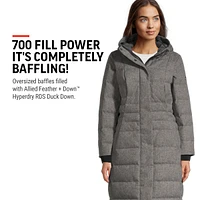 Woods Women's Lipsett Baffled Winter Jacket, Long, Insulated Down, Hooded, Water Resistant