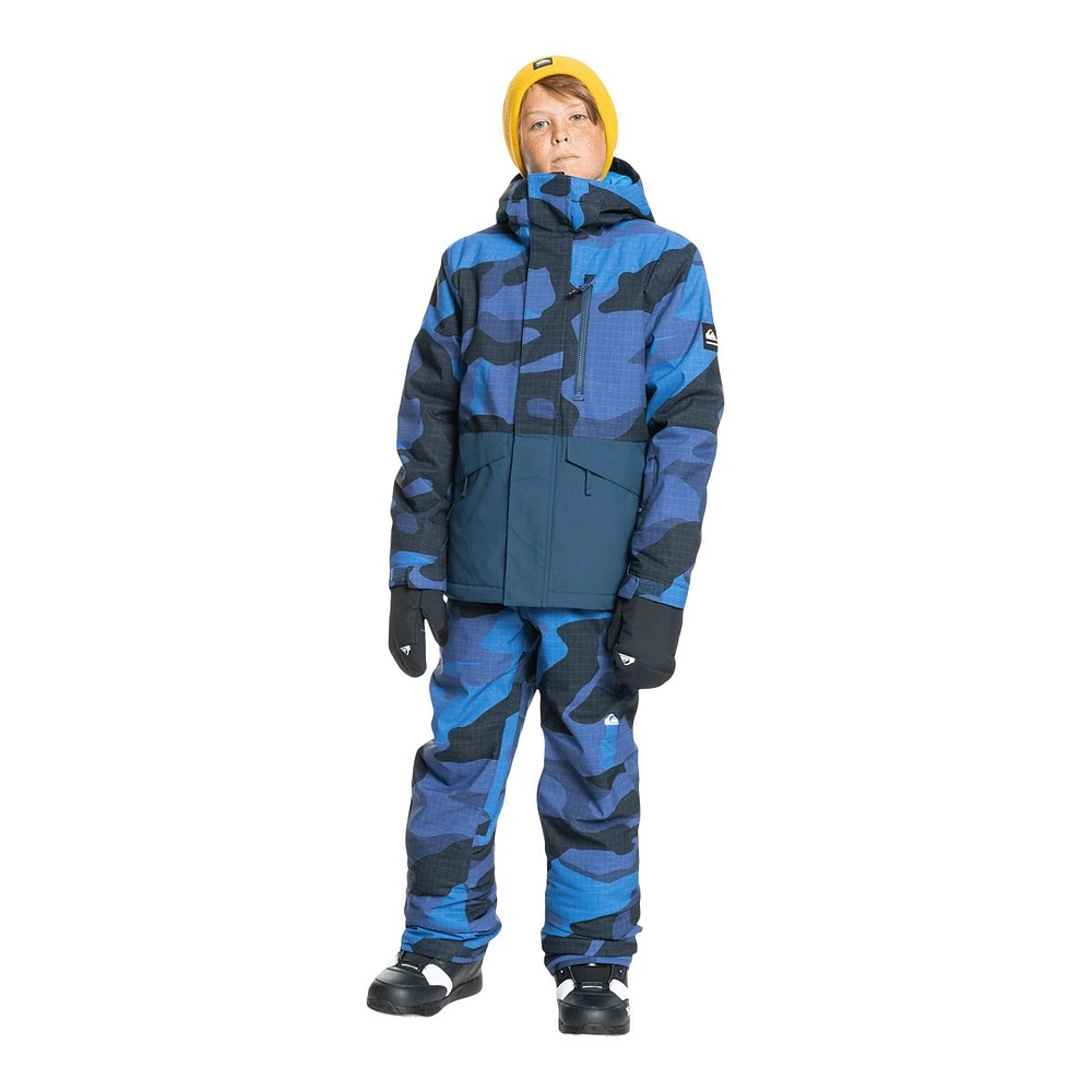 Quiksilver Boys' Mission Printed Block Winter Jacket, Kids', Ski, Insulated, Waterproof