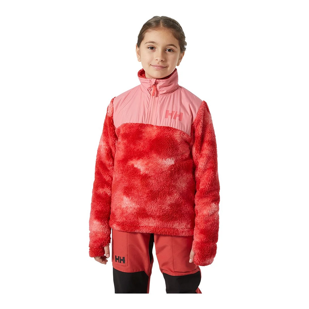 Helly Hansen Girls' Champ 1/2 Zip Midlayer Sunset Pink All Over Print Jacket