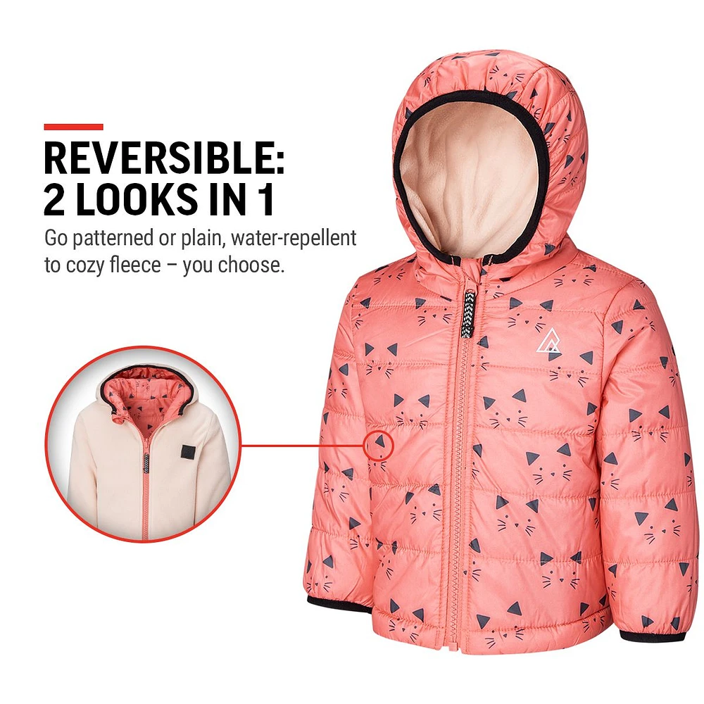 Ripzone Toddler Girls' Reversible Kitties Jacket