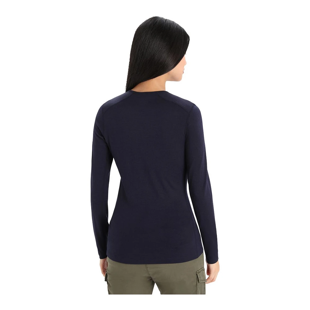 Icebreaker Women's 200 Oasis Ski Stripe Long Sleeve Crewe Top