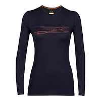 Icebreaker Women's 200 Oasis Ski Stripe Long Sleeve Crewe Top