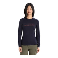 Icebreaker Women's 200 Oasis Ski Stripe Long Sleeve Crewe Top