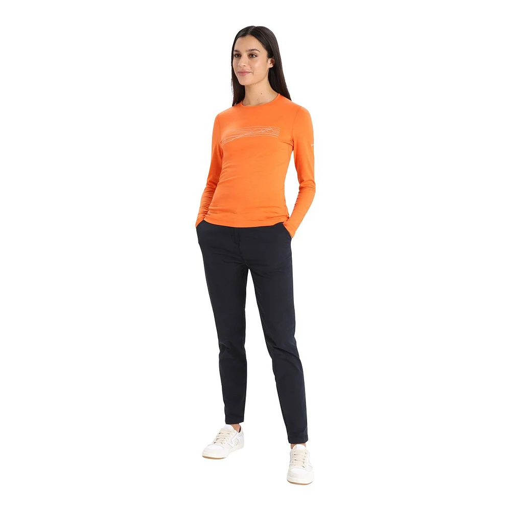 Icebreaker Women's 200 Oasis Ski Stripe Long Sleeve Crewe Top