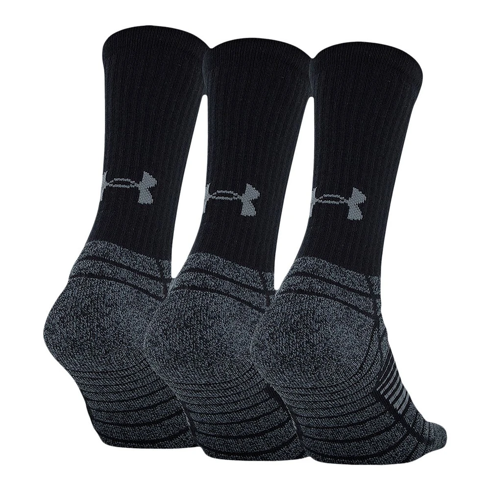 Under Armour Men's Elevated Performance Crew Socks, Medium Cushioned, 3-Pack