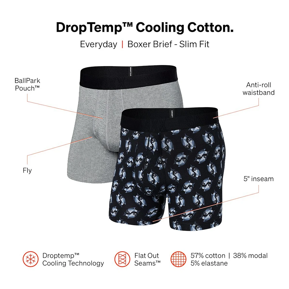 SAXX Men's 2 Pack Droptemp Cooling Cotton Boxer Briefs