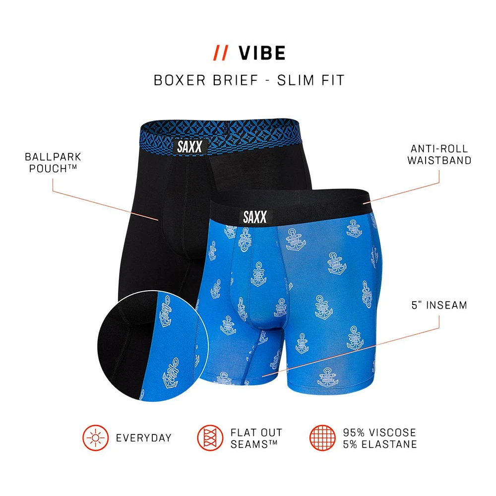 SAXX Men's Vibe Boxer Brief - 2 Pack