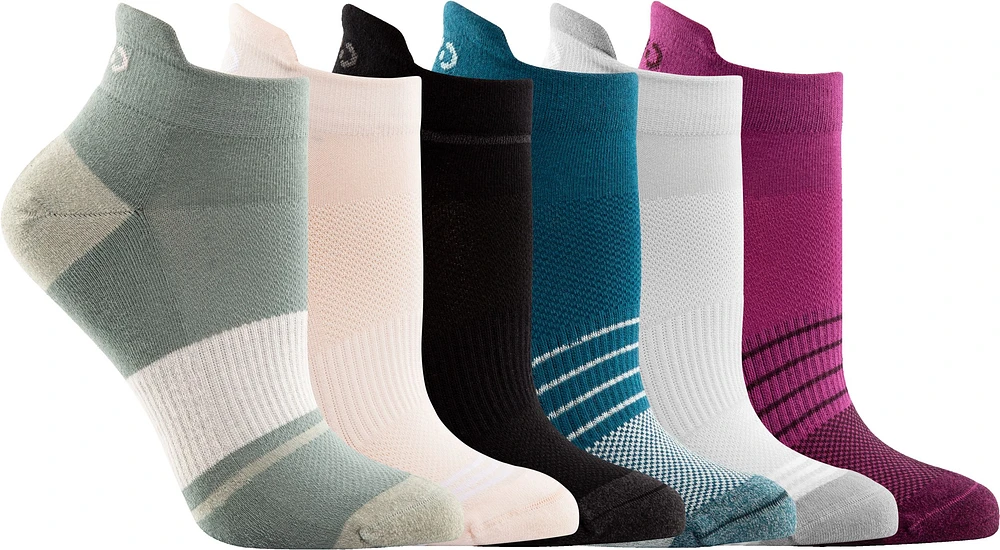 FWD Women's Rise No-Show Socks, Moisture-Wicking, 6-Pack