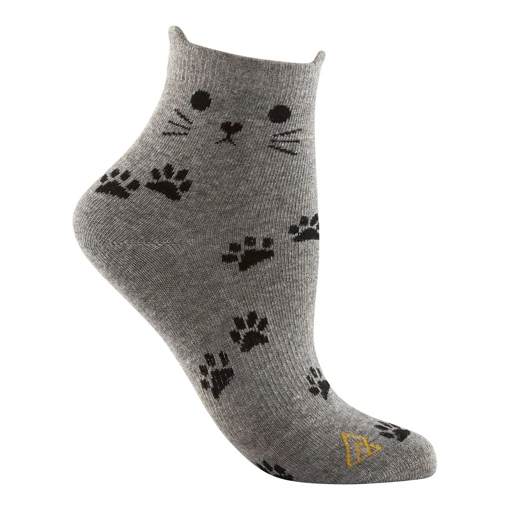 Ripzone Women's 3D Cat Quarter Crew Socks - 3 Pack