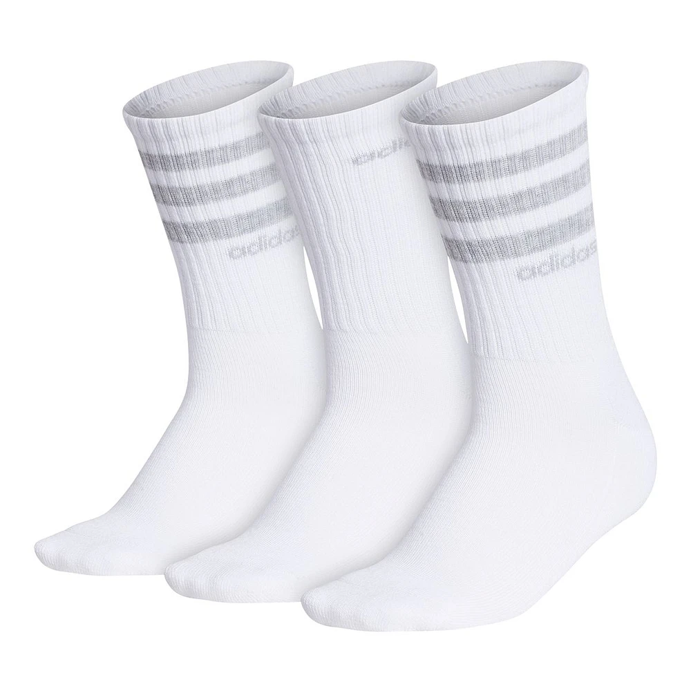 adidas Women's 3-Stripe  Crew Socks, Moisture-Wicking, 3-Pack