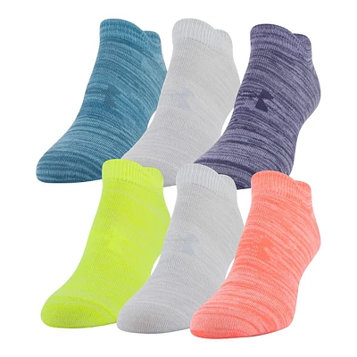 Under Armour Women's Essential No-Show Socks, Moisture-Wicking, 6-Pack