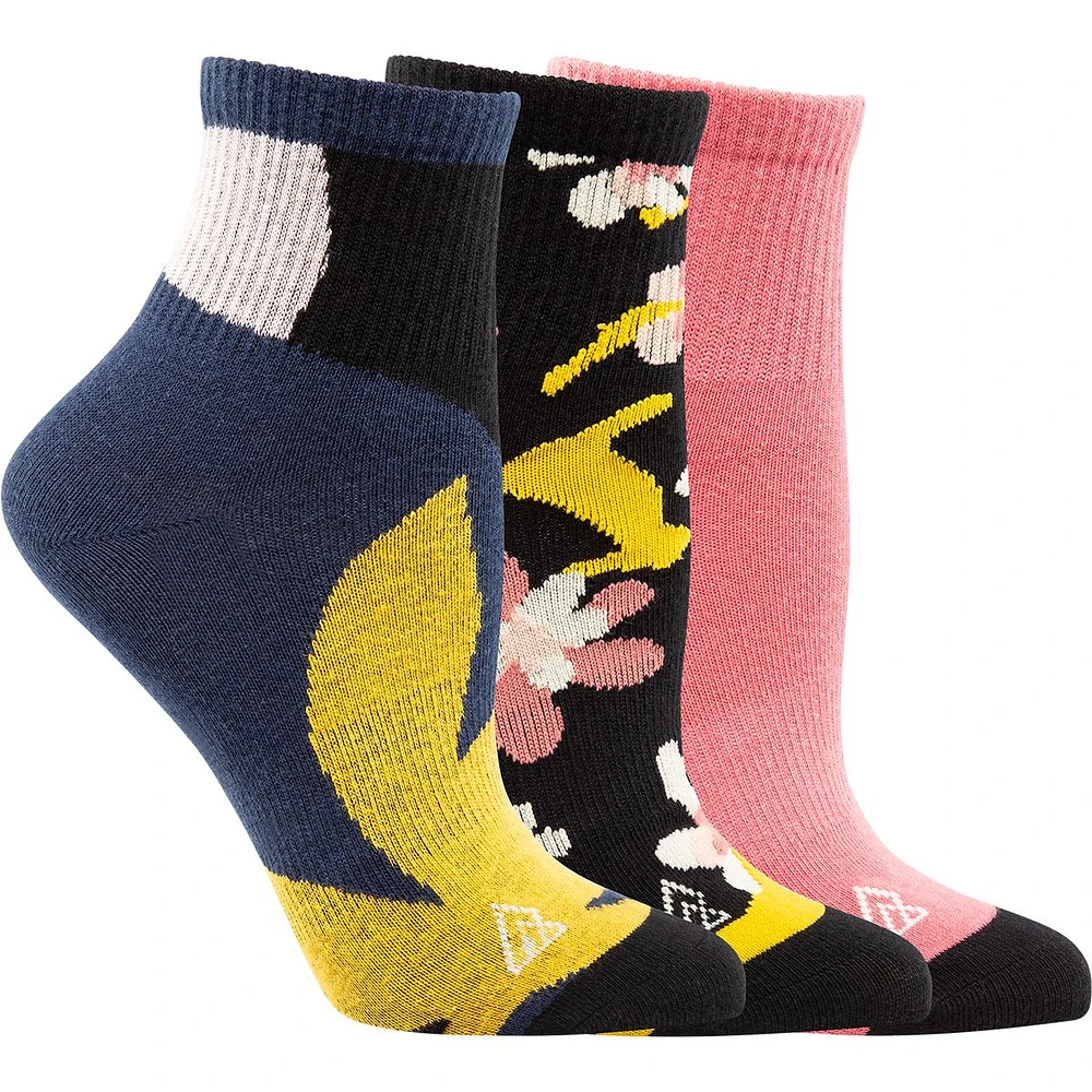 Ripzone Women's Flowers Quarter Crew Socks - 3 Pack