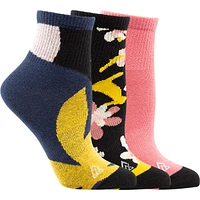 Ripzone Women's Flowers Quarter Crew Socks - 3 Pack