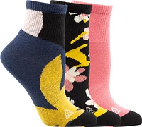 Ripzone Women's Flowers Quarter Crew Socks - 3 Pack