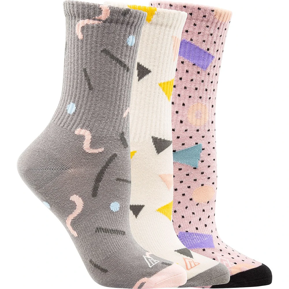 Ripzone Women's Pink Shapes Crew Socks - 3 Pack