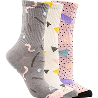 Ripzone Women's Pink Shapes Crew Socks - 3 Pack