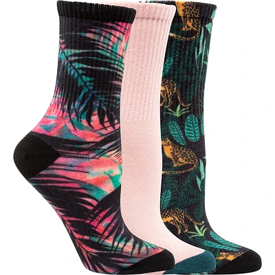 Ripzone Women's Tropical Pattern Crew Socks - 3 Pack